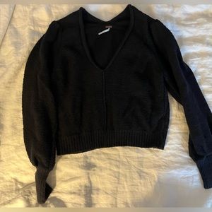 Free People cropped sweater with balloon sleeves